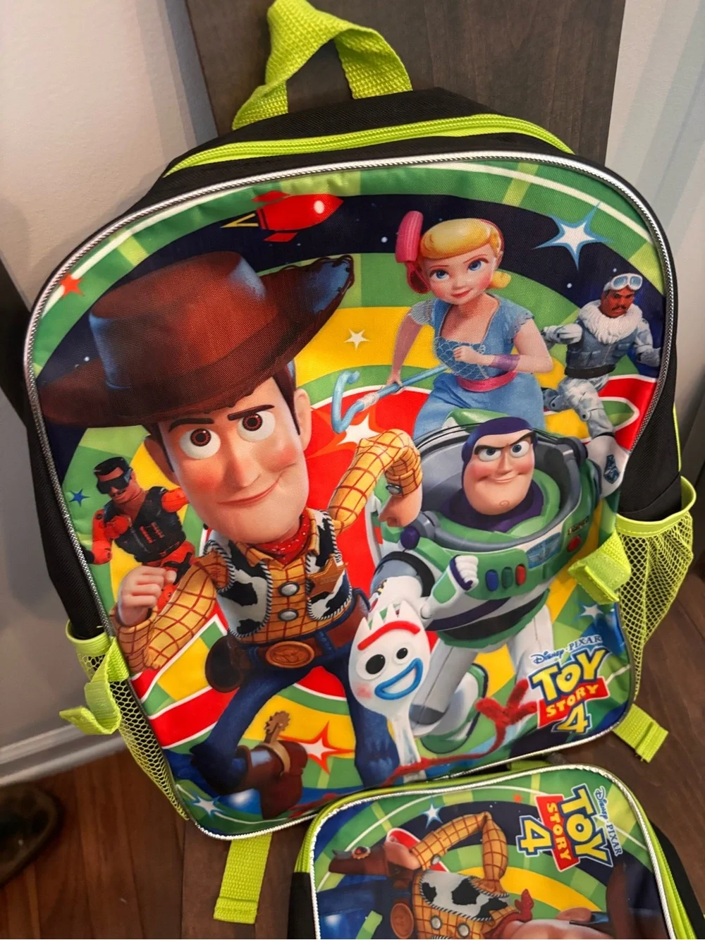 Disney Toy Story 4 Backpack and Lunch Bag Set - Neon Green, Blue, Red